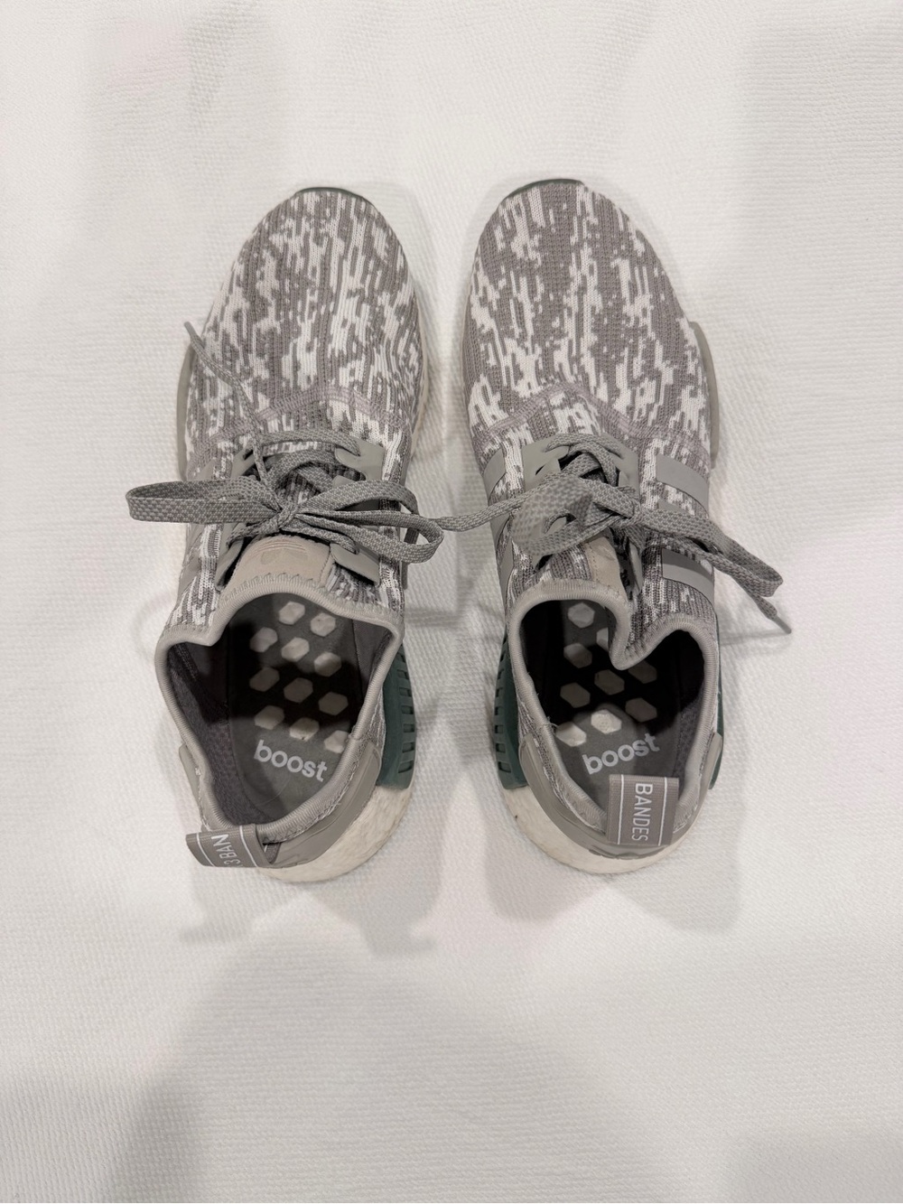 Adidas NMD men’s Gray and green Boost Knit Sneakers